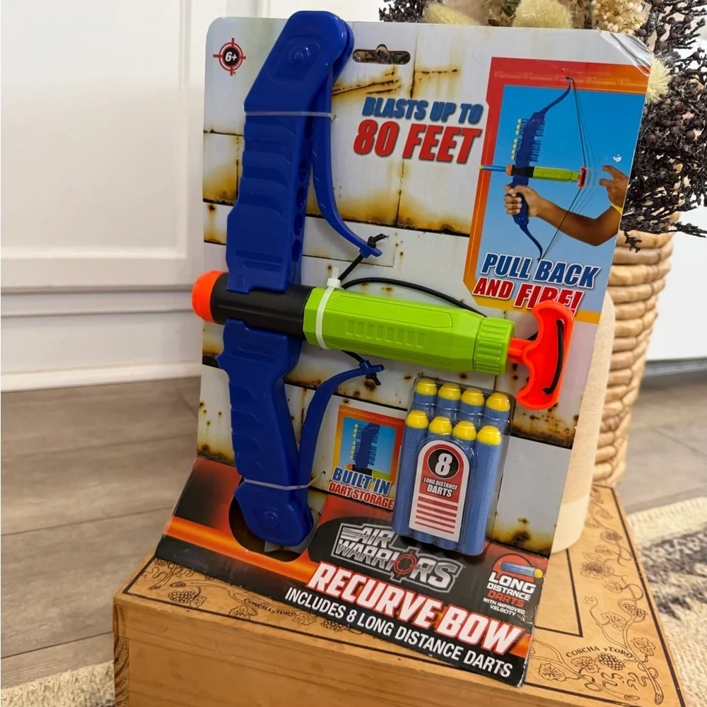 New Children’s Recurve Bow Toy Air Warriors 8-Dart Foam Arrow Dart Game Playset